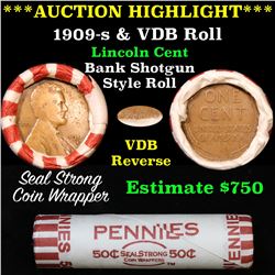 **Auction Highlight** Lincoln Wheat cent 1c orig roll, 1909-s one end,  VDB rev other end, WOW! (fc)