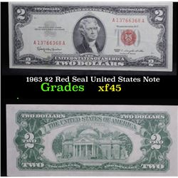 1963 $2 Red Seal United States Note Grades xf+