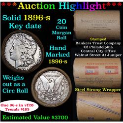 ***Auction Highlight*** Full solid date 1896-s Morgan silver dollar roll, 20 coins   (fc)