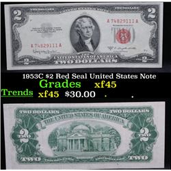 1953C $2 Red Seal United States Note Grades xf+