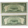 Image 2 : (2) $5.00 NOTES