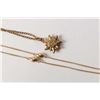 Image 1 : 14kt yellow gold 15" necklace with bead decoration and a 9ct flower pendant on a 12 kt gold plated c