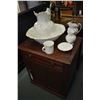 Image 1 : Six piece unmarked ironstone wash set including wash bowl, water jug, soap dish, shaving mug, small