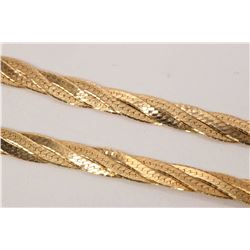 10kt yellow gold, four strand woven herringbone link neck chain, 18" in length. Retail replacement v