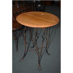 Antique ice-cream table with quarter cut oak top