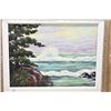 Image 1 : Gilt framed acrylic on board painting of a rocky shore line signed by artist A. Hayes, 12" X 16"