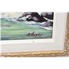 Image 2 : Gilt framed acrylic on board painting of a rocky shore line signed by artist A. Hayes, 12" X 16"