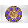 Image 1 : Cobalt and gold plated Bohemian glass charger with handpainted decoration 16" in diameter