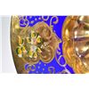 Image 2 : Cobalt and gold plated Bohemian glass charger with handpainted decoration 16" in diameter