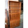 Image 1 : Mid century style wall unit with open adjustable shelves and two doors, 31" wide
