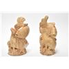 Image 1 : A pair of stone carved koi motif candleholders 7" in height