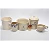 Image 1 : Selection of Medalta Pottery including splatter glazed pitcher, lidded 1 quart crock, two small croc