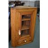 Image 1 : Antique Quebec pine top section of a corner cabinet ideal for wall mounting with one single glazed d
