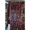 Image 1 : 100% wool Iranian Zanjan runner/ area carpet with center medallion with dark blue background and hig