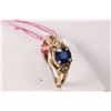 Image 1 : Ladies 14kt yellow gold, blue sapphire and diamond ring set with 0.75ct round faceted blue sapphire 