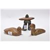 Image 1 : Three carved soapstone including two birds and an inukshuk 4 1/2" in height
