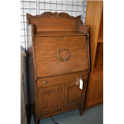 Antique Canadiana drop front secretaire with revarnished finish