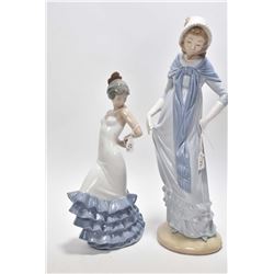 Two Nao glazed china figures including 12" Lady with shawl and a Spanish dancer