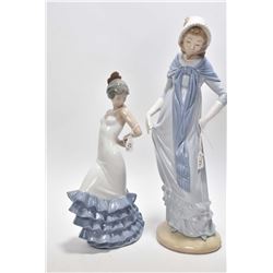 Two Nao glazed china figures including 12" Lady with shawl and a Spanish dancer