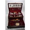 Image 1 : Wooden canteen containing a selection of Community silver plate flatware including settings for ten 