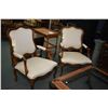 Image 1 : Pair of Ethan Allen French style open arm "Avignon" parlour chairs with striped upholstery