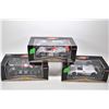 Image 1 : Three new in box 1:18 scale Maisto die cast collector cars including Audi R8, Porsche 911 GT1 and a 