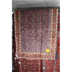 100% wool Iranian Arbedil area carpet with overall geometric design, soft purple background, triple 