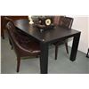 Image 1 : Large modern dark finished oak dining table with unusual pull out end exposing jack knife leaf and f
