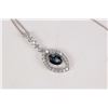 Image 1 : Ladies 14kt white gold, diamond and sapphire gemstone pendant and neck chain. Set with 0.35ct of bri