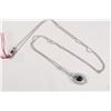 Image 3 : Ladies 14kt white gold, diamond and sapphire gemstone pendant and neck chain. Set with 0.35ct of bri