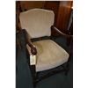 Image 2 : Two mid 20th century open arm parlour chairs, one with upholstered seat and back and one with uphols