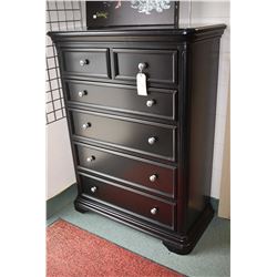 Modern six drawer highboy with pewter pulls made by New Classic Home Furnishings Inc.