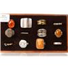 Image 1 : Twelve collectible and designer rings including sterling silver, amber gemstone etc.