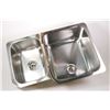 Image 1 : Kindred heavy gauge two compartment undermount kitchen sink with two strainers, retail $550.00 in un