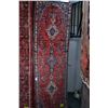 Image 1 : 100% wool Iranian Hamadan runner/ area carpet with triple medallion, floral pattern, red background 