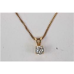 Ladies 10kt yellow gold 15  neck chain and a brilliant cut 0.21ct diamond solitaire and 10kt yellow 