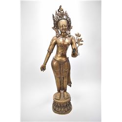 Vintage bronze statue of an Oriental diety 33" in height