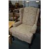 Image 2 : Two paisley upholstered wing back parlour chairs