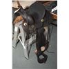 Image 1 : Vintage highback cowboy saddle with tooling and leather wrapped stirrups