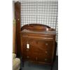 Image 1 : Depression era four drawer walnut highboy and matching double sized head board, foot board with rail