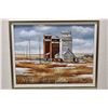 Image 1 : Framed original acrylic on board painting of three grain elevator labelled Albert Wheat Pool and Fed