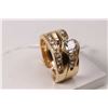 Image 1 : Ladies 14kt yellow gold and diamond engagement and soldered wedding rings. Engagement ring is set wi