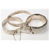 Image 1 : Three vintage chaised bracelet including a Birks hinged bracelet with British hallmarks, a silver ba