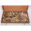 Image 2 : Mahogany hinged lid box with large selection of Wades Potteries animals