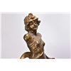 Image 3 : Two modern sculptures including 22" spelter lady and a two bronze dolphins