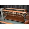 Image 1 : Quality semi-contemporary wood, metal and glass console table 55" wide