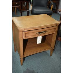 Pair of matching retro style wooden side table with single drawer made by Malcolm