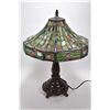 Image 1 : Quality modern cast table lamp with leaded and slag glass shade