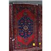 Image 1 : 100% wool Iranian Zanjan area carpet with center medallion, red background, blue, green and copper h