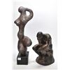 Image 1 : Two statues including clay abstract on wooden base 18" in height and of Rodin's "The Thinker"